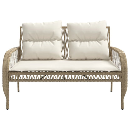 4 Piece Patio Sofa Set with Cushions Beige Poly Rattan