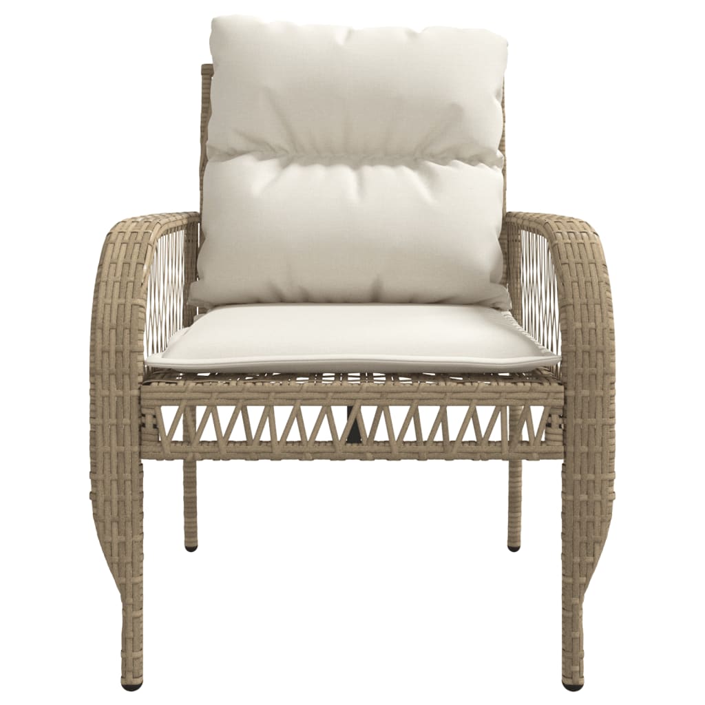 4 Piece Patio Sofa Set with Cushions Beige Poly Rattan