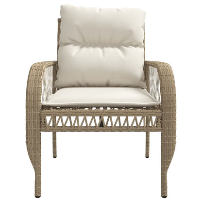 4 Piece Patio Sofa Set with Cushions Beige Poly Rattan