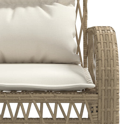 4 Piece Patio Sofa Set with Cushions Beige Poly Rattan