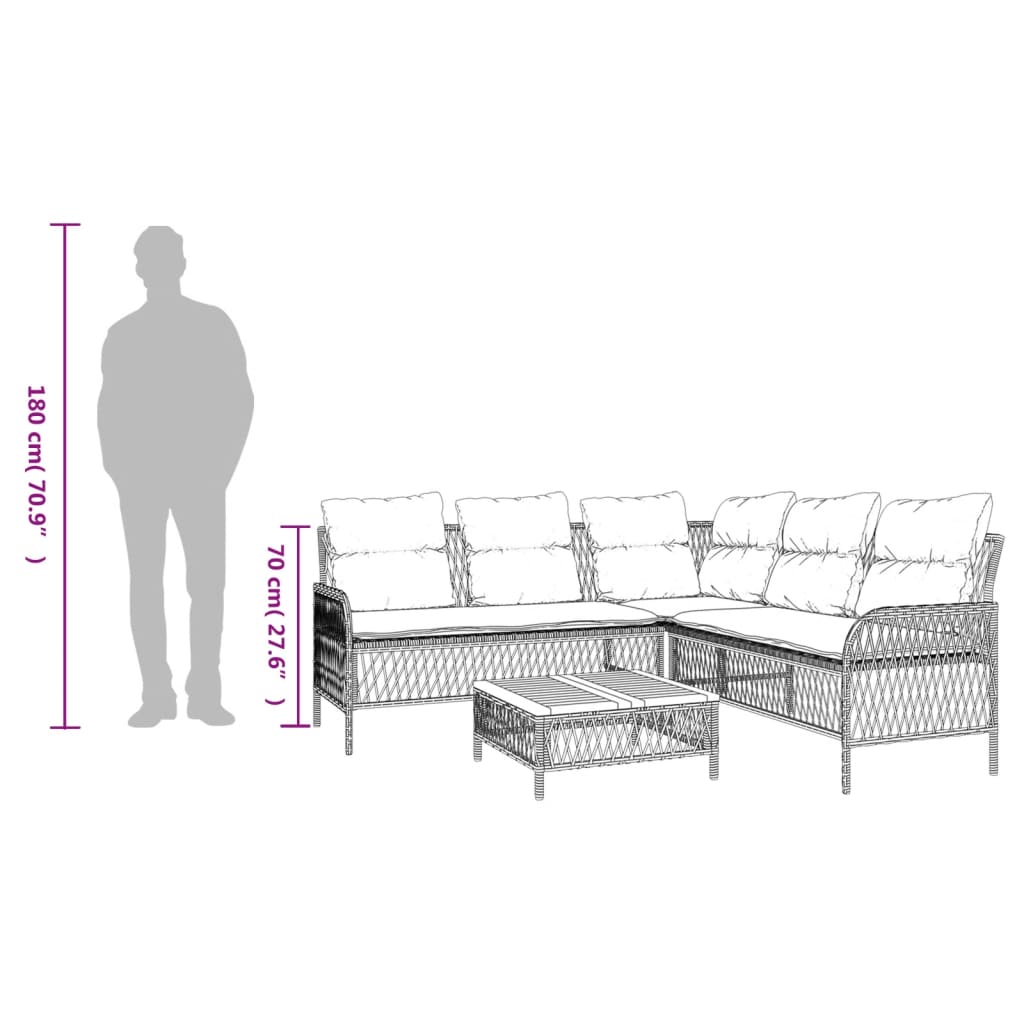 2 Piece Patio Sofa Set with Cushions Black Poly Rattan