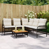 2 Piece Patio Sofa Set with Cushions Black Poly Rattan