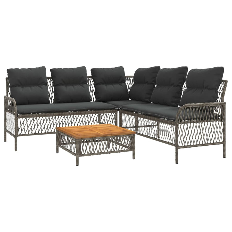 2 Piece Patio Sofa Set with Cushions Gray Poly Rattan