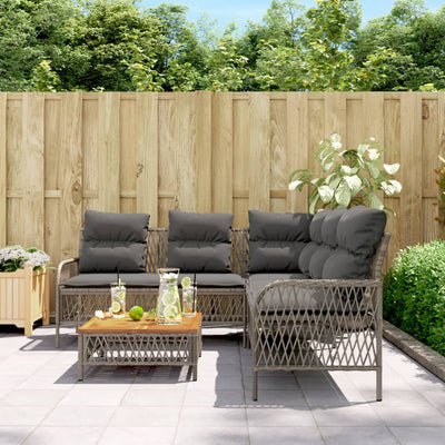 2 Piece Patio Sofa Set with Cushions Gray Poly Rattan