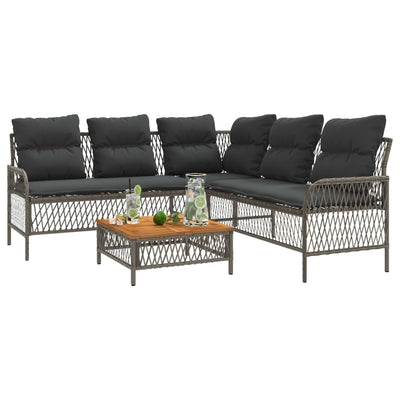 2 Piece Patio Sofa Set with Cushions Gray Poly Rattan