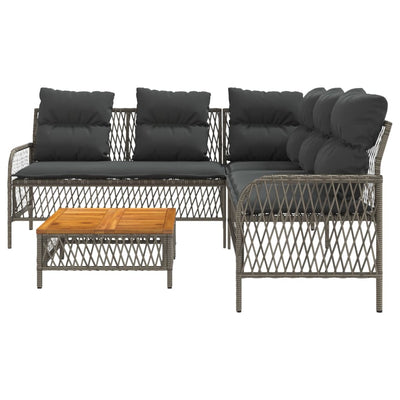 2 Piece Patio Sofa Set with Cushions Gray Poly Rattan