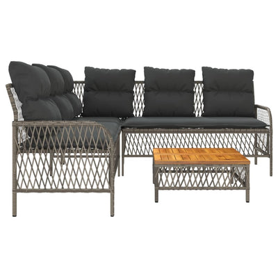 2 Piece Patio Sofa Set with Cushions Gray Poly Rattan