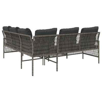 2 Piece Patio Sofa Set with Cushions Gray Poly Rattan