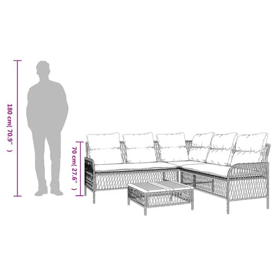 2 Piece Patio Sofa Set with Cushions Gray Poly Rattan