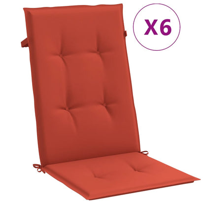 Highback Chair Cushions 6 pcs Melange Red 47.2"x19.7"x1.6" Fabric