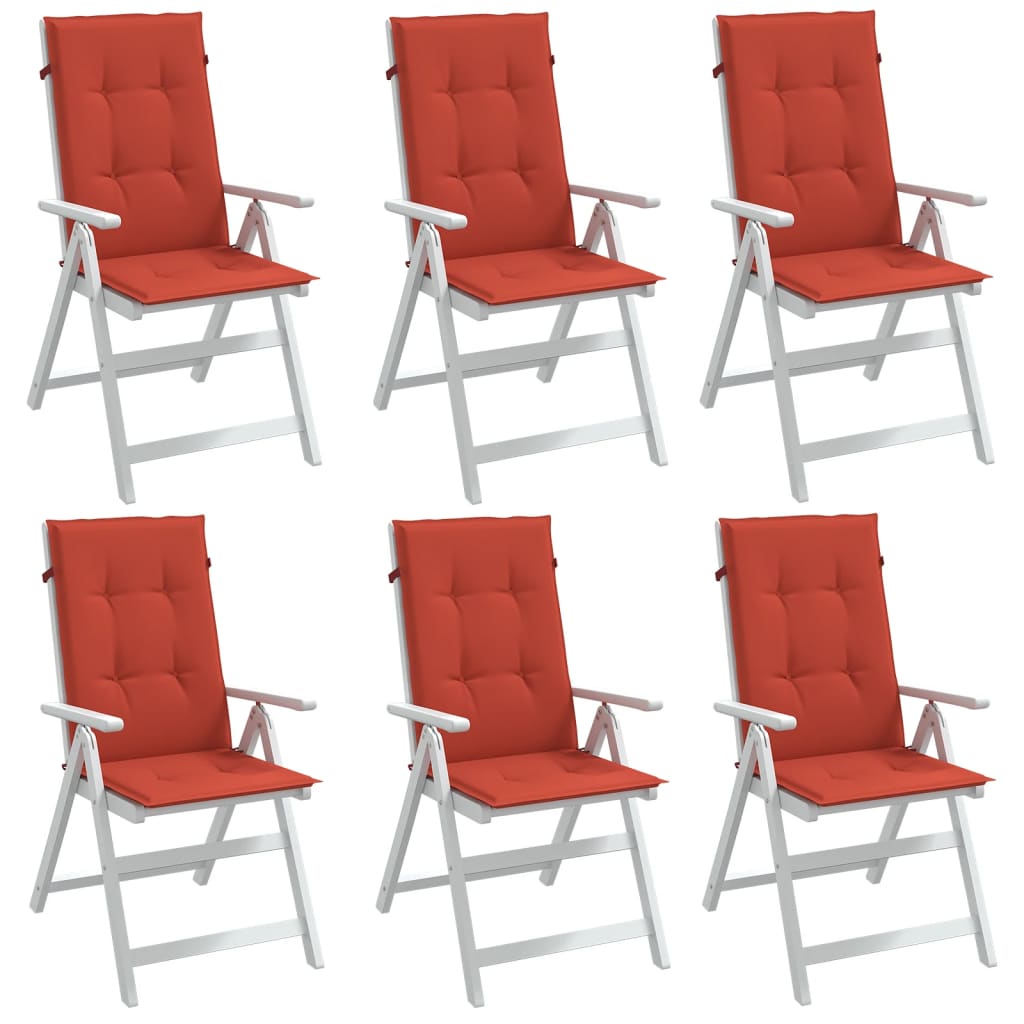 Highback Chair Cushions 6 pcs Melange Red 47.2"x19.7"x1.6" Fabric