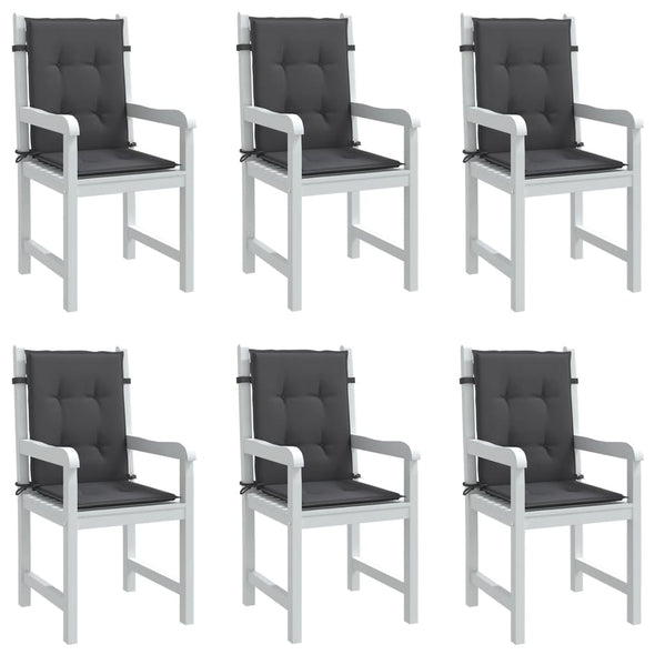 Lowback Chair Cushions 6 pcs Melange Anthracite 39.4"x19.7"x1.6" Fabric