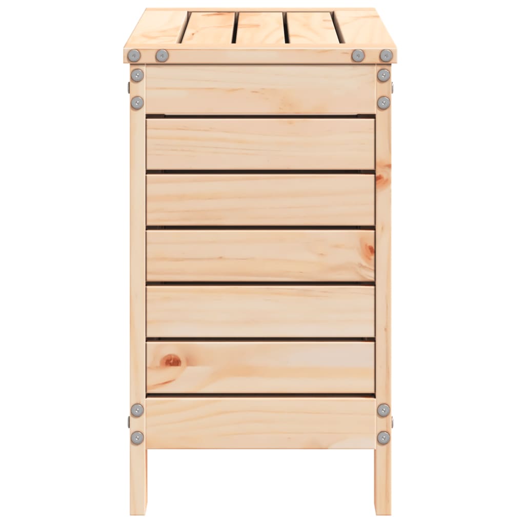 Garden Footstool | Natural | Solid Pine Wood | 62x31.5x52 cm | Foldable