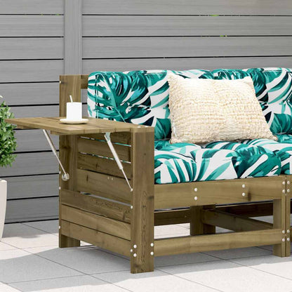 Garden Armrest Sofa with Cushion Impregnated Wood Pine