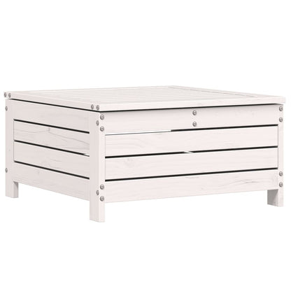 Garden Footstool with Cushion White Solid Wood Pine