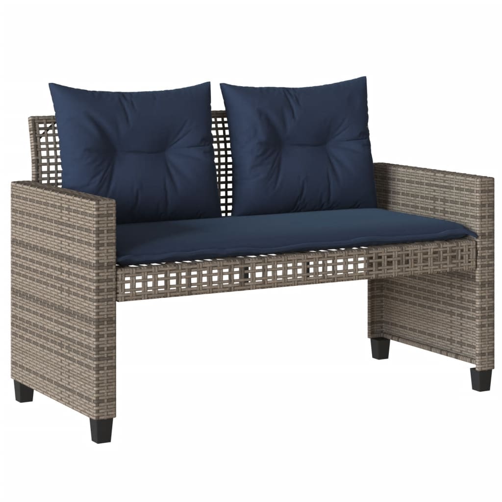 4 Piece Patio Sofa Set with Cushions Gray Poly Rattan Glass