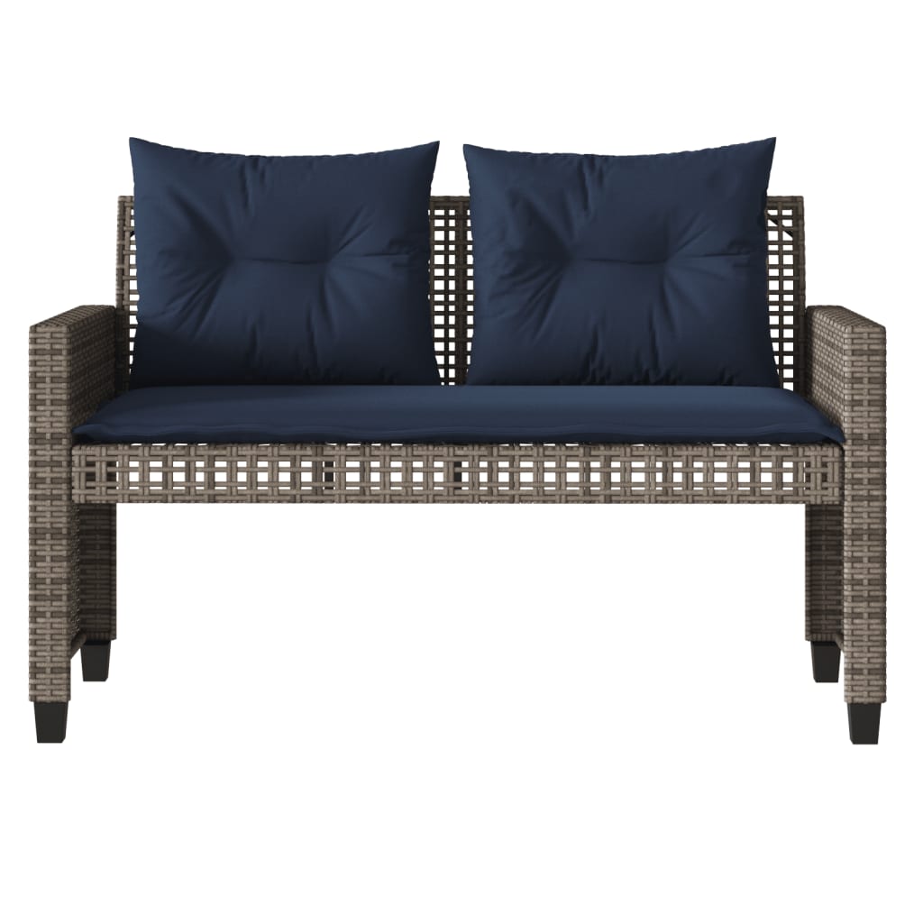4 Piece Patio Sofa Set with Cushions Gray Poly Rattan Glass