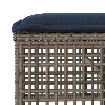4 Piece Patio Sofa Set with Cushions Gray Poly Rattan Glass