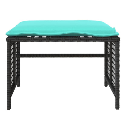 4 Piece Patio Sofa Set with Cushions Black Poly Rattan Glass