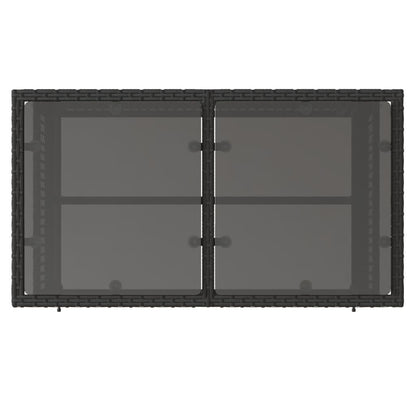 4 Piece Patio Sofa Set with Cushions Black Poly Rattan Glass