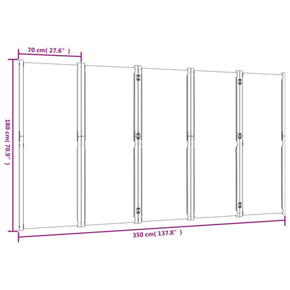 5-Panel Room Divider Dark Blue 350x180 cm