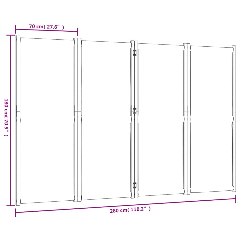 4-Panel Room Divider Taupe 280x180 cm