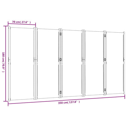 5-Panel Room Divider Taupe 350x180 cm