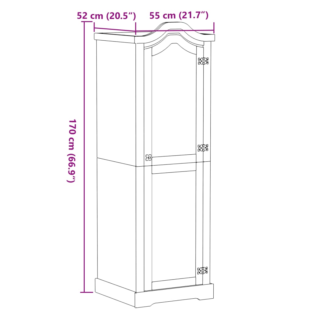 Wardrobe Corona 55x52x170 cm Solid Wood Pine