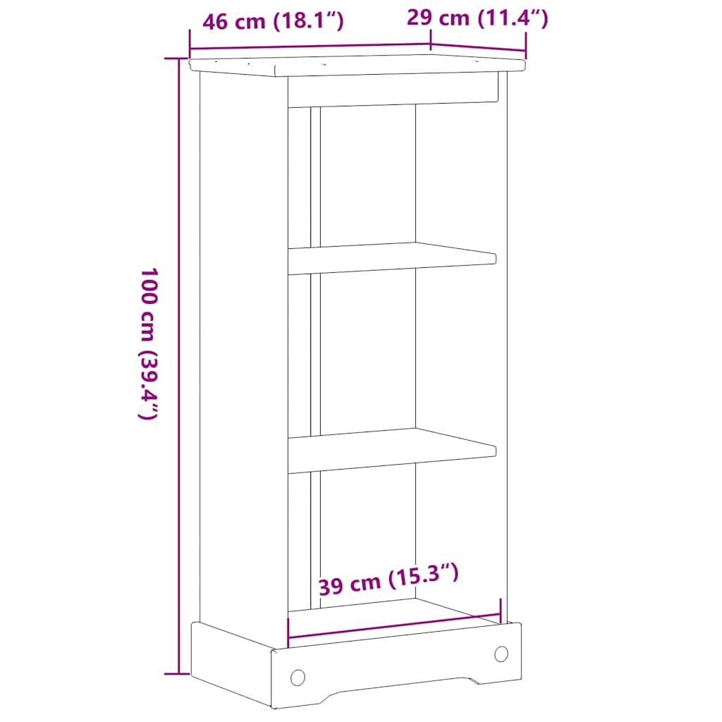 Bookcase Corona 46x29x100 cm Solid Wood Pine