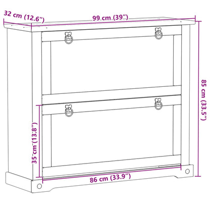 Shoe Cabinet "Corona" 99x32x85 cm Solid Wood Pine
