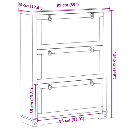 Shoe Cabinet "Corona" 99x32x124,5 cm Solid Wood Pine