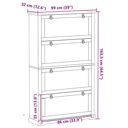 Shoe Cabinet "Corona" 99x32x163,5 cm Solid Wood Pine
