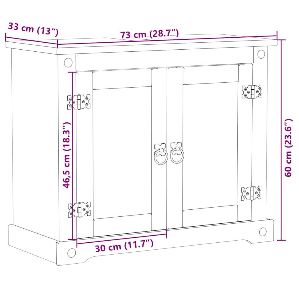 Bathroom Sink Cabinet Corona 73x33x60 cm Solid Wood Pine