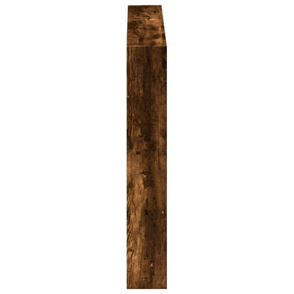 Headboard Cabinet with LED Smoked Oak 100x17x102 cm