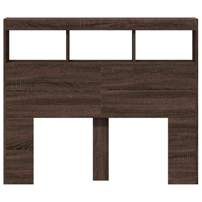 Headboard Cabinet with LED Brown Oak 120x17x102 cm