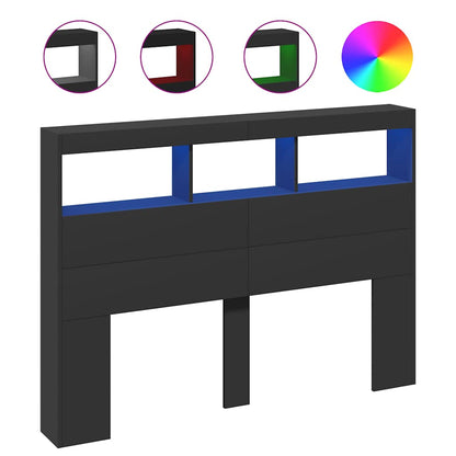 Headboard Cabinet | Black | Engineered wood | Bed Headboard | Rectangular
