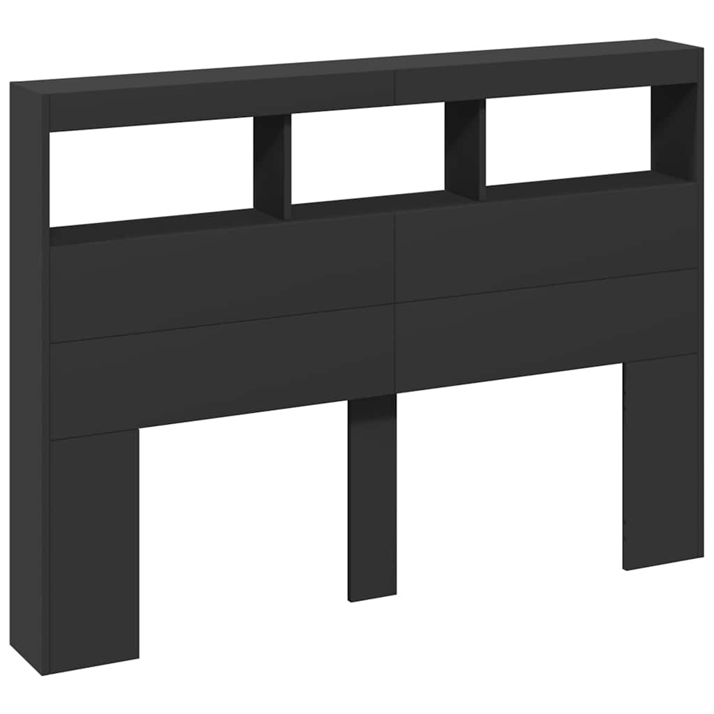 Headboard Cabinet | Black | Engineered wood | Bed Headboard | Rectangular