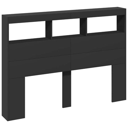 Headboard Cabinet | Black | Engineered wood | Bed Headboard | Rectangular