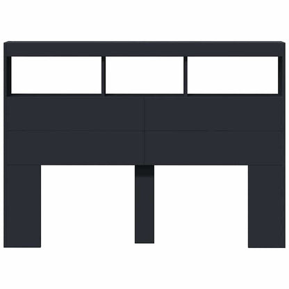 Headboard Cabinet | Black | Engineered wood | Bed Headboard | Rectangular