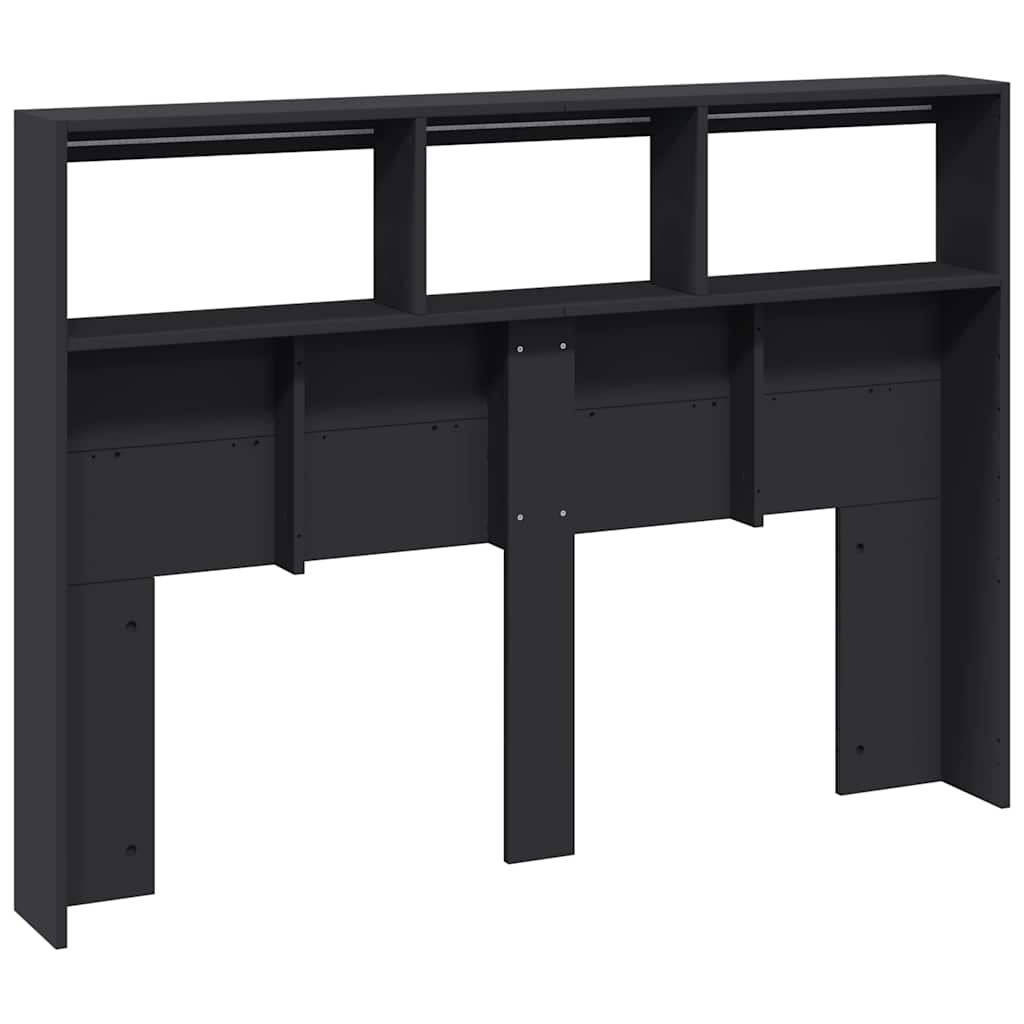 Headboard Cabinet | Black | Engineered wood | Bed Headboard | Rectangular