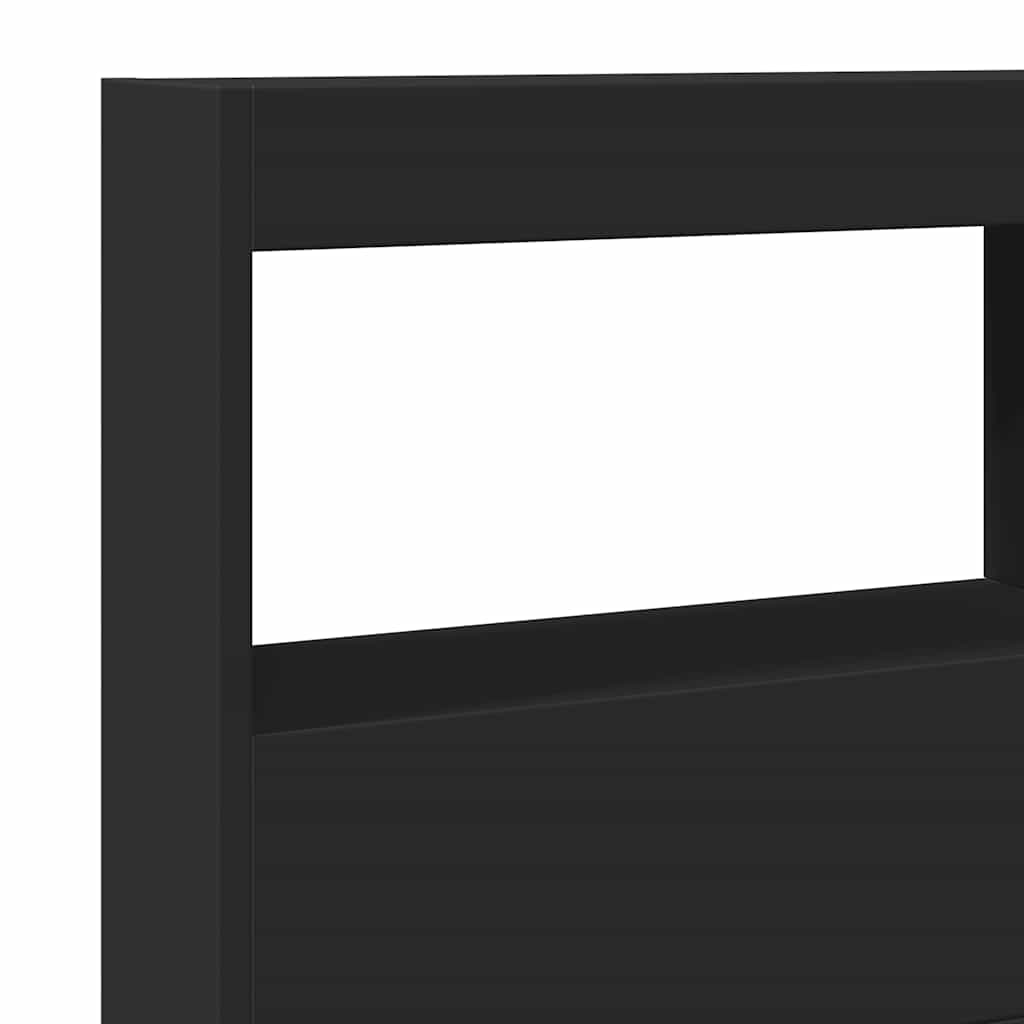 Headboard Cabinet | Black | Engineered wood | Bed Headboard | Rectangular