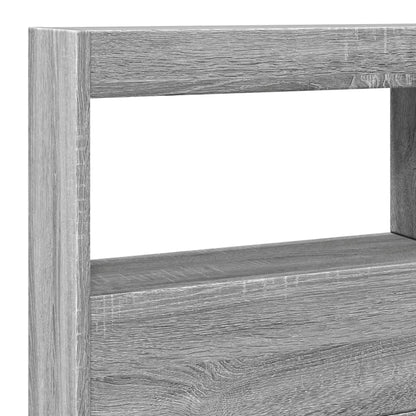Headboard Cabinet with LED Grey Sonoma 140x17x102 cm