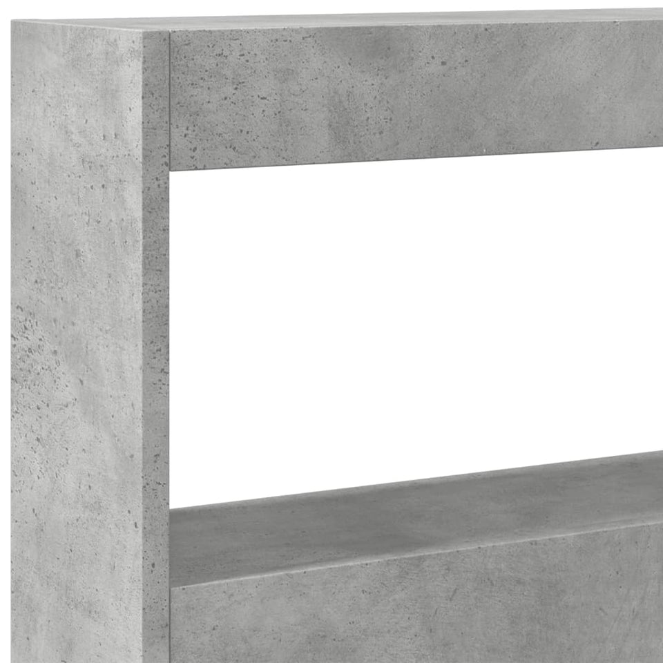 Headboard Cabinet with LED Concrete Grey 160x17x102 cm