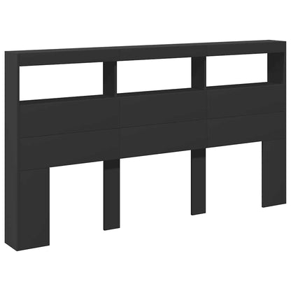 Headboard Cabinet | Black | Engineered wood | 180x17x102 cm