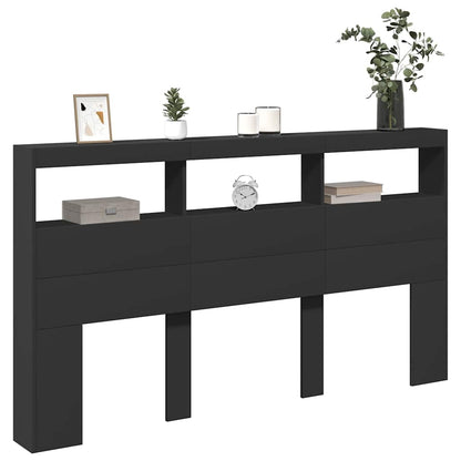 Headboard Cabinet | Black | Engineered wood | 180x17x102 cm