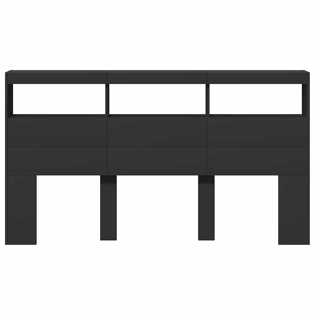 Headboard Cabinet | Black | Engineered wood | 180x17x102 cm