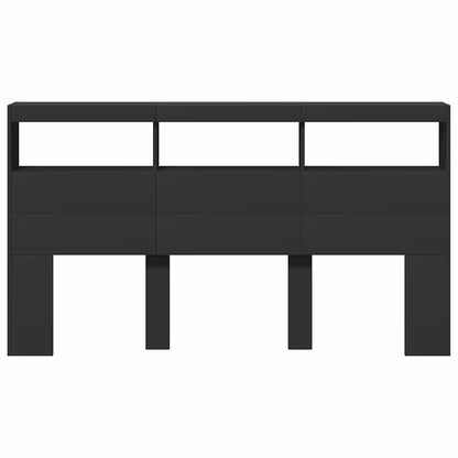Headboard Cabinet | Black | Engineered wood | 180x17x102 cm