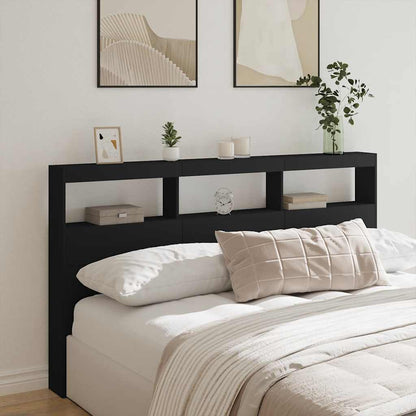 Headboard Cabinet | Black | Engineered wood | 180x17x102 cm