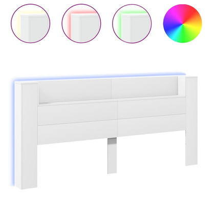 Headboard Cabinet with LED White 220x16,5x103,5 cm