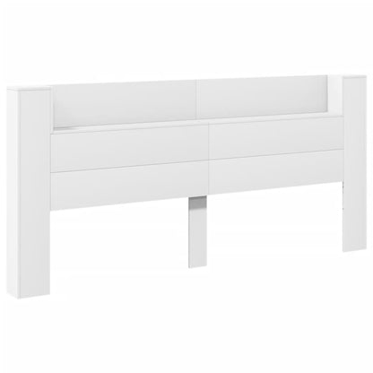 Headboard Cabinet with LED White 220x16,5x103,5 cm